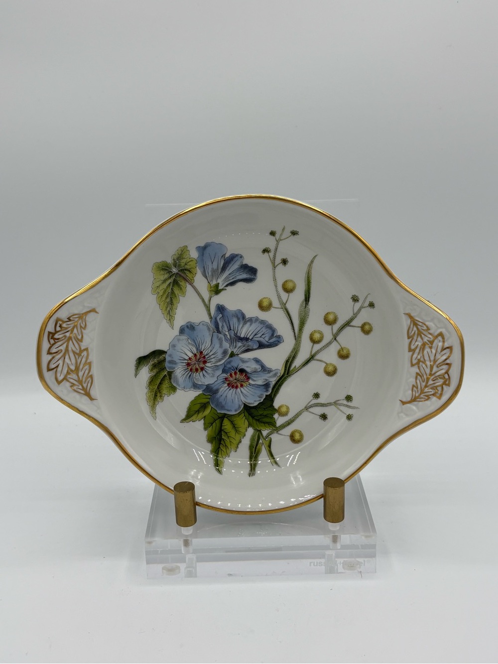 Spode Stafford Flowers Sida & Acacia Handled Serving Dish Made England 7.5”